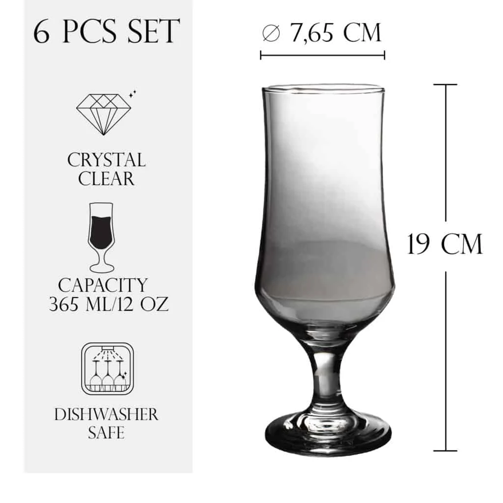 Set 6 pahare cu picior scurt din sticla de 365 ml, CESIRO, imagine 2