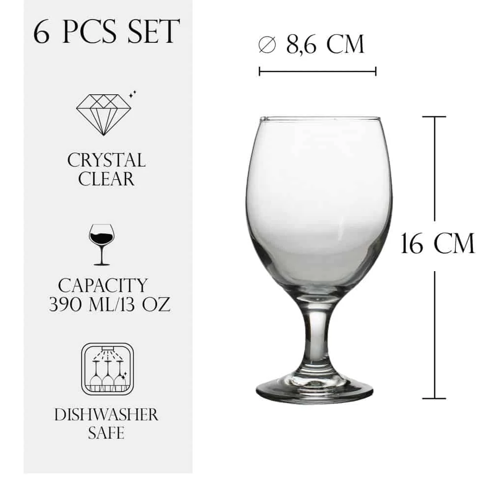 Set 6 pahare cu picior din sticla de 385 ml, CESIRO, imagine 2