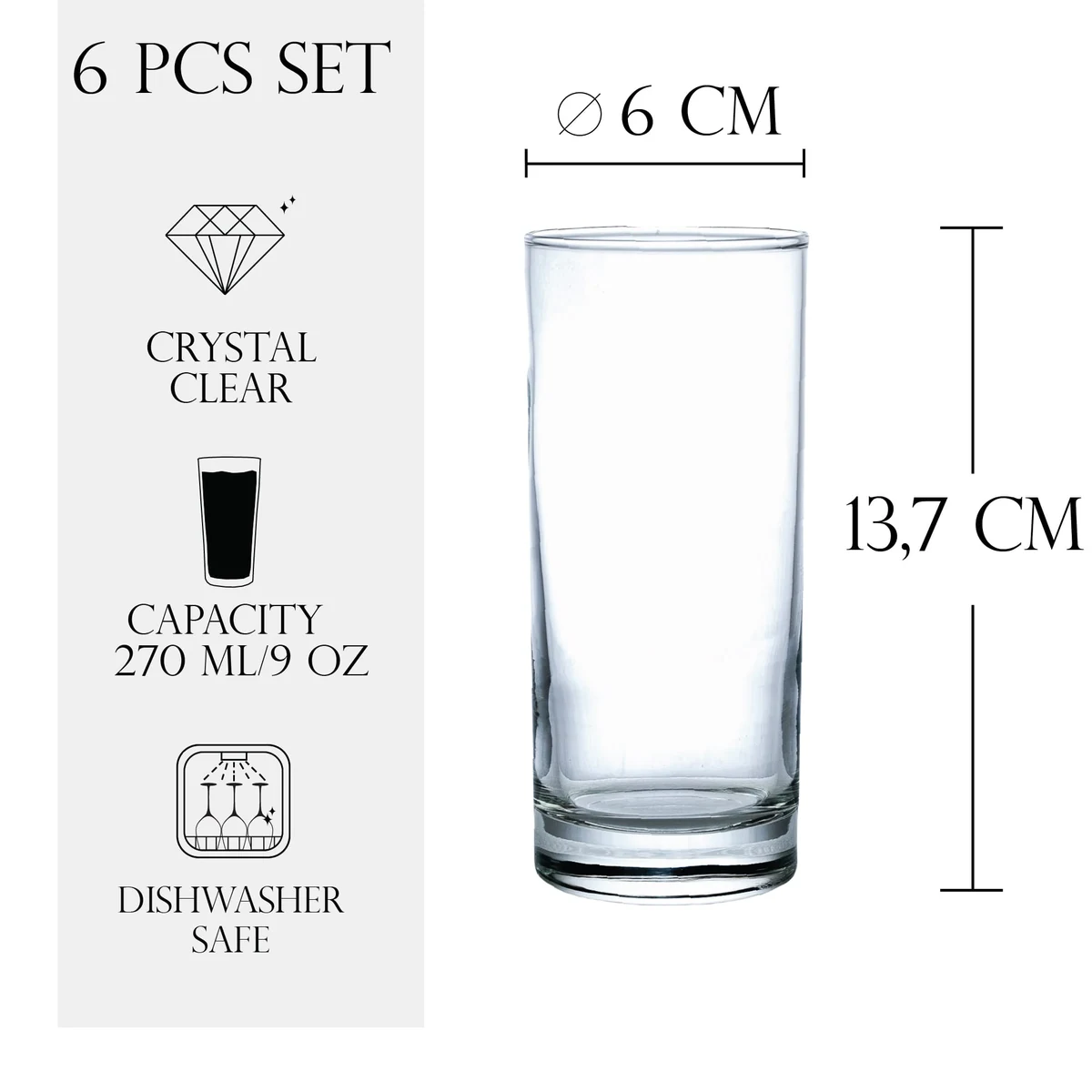 Set 6 pahare din sticla 270 ml, imagine 2