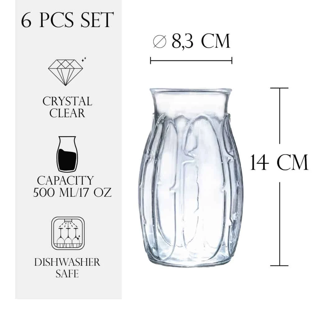 Set 6 pahare din sticla de 500 ml, CESIRO, imagine 2