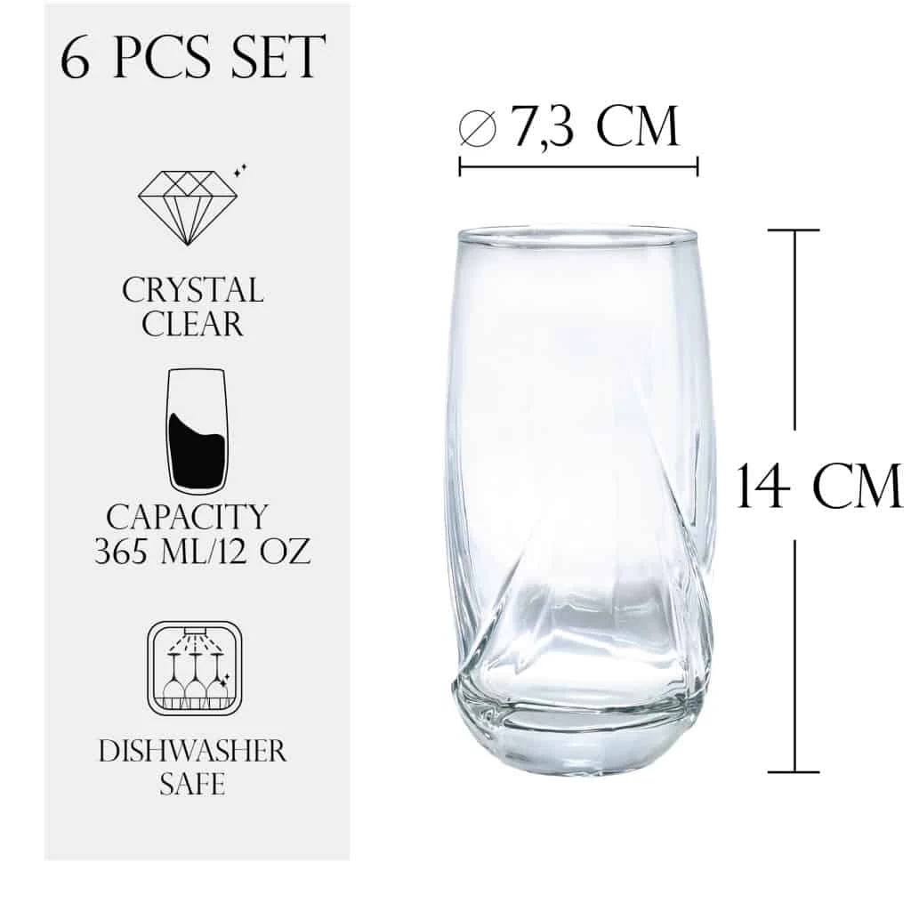 Set 6 pahare inalte din sticla 365 ml, imagine 2