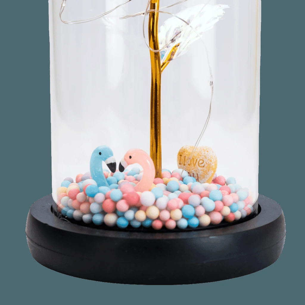 Trandafir în cupola 21 cm, multicolor cu flamingo, imagine 5