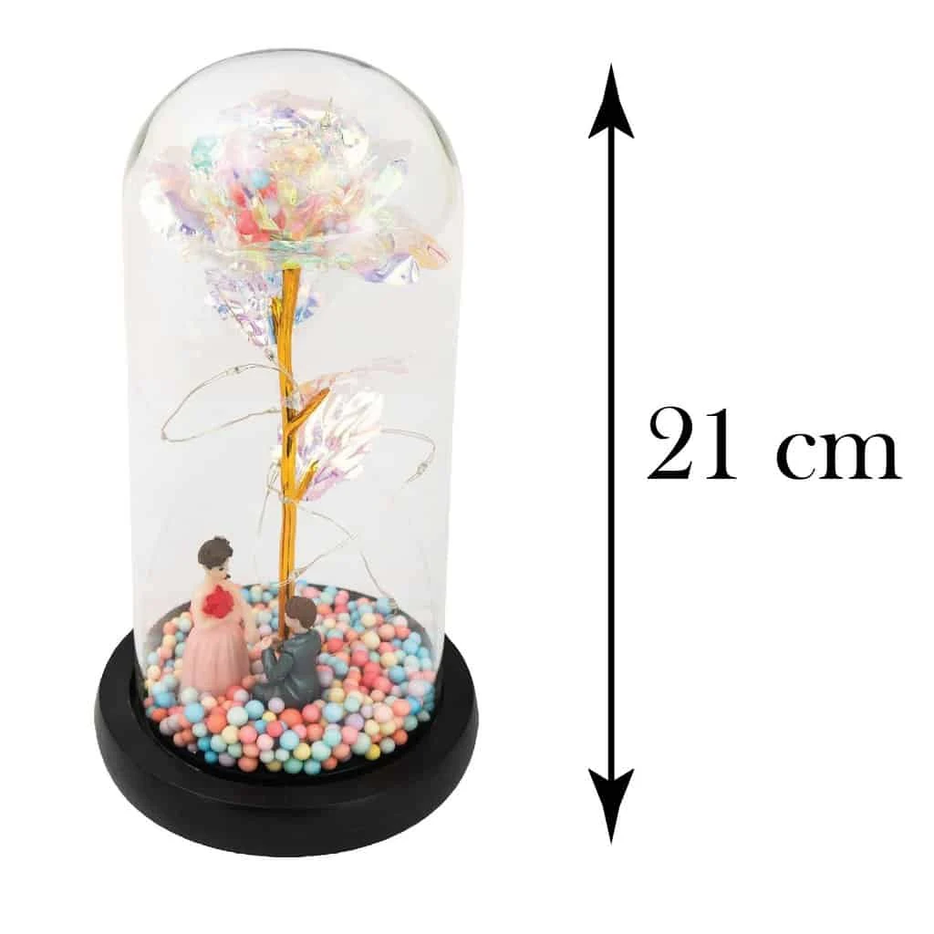 Trandafir în cupola 21 cm multicolor cu cuplu, imagine 2