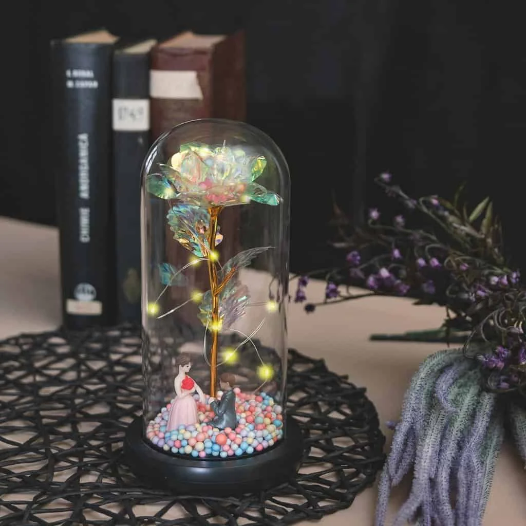 Trandafir în cupola 21 cm multicolor cu cuplu, imagine 3