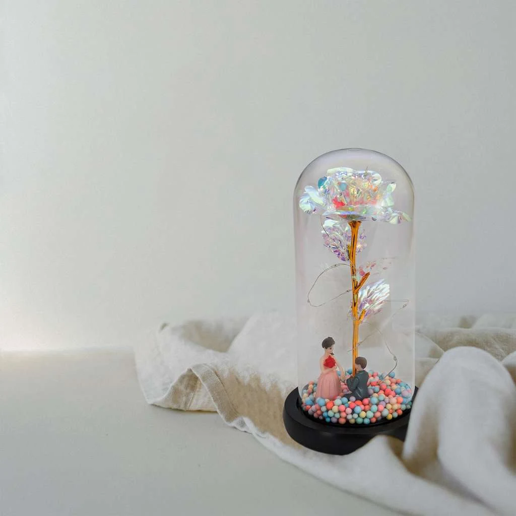 Trandafir în cupola 21 cm multicolor cu cuplu, imagine 5
