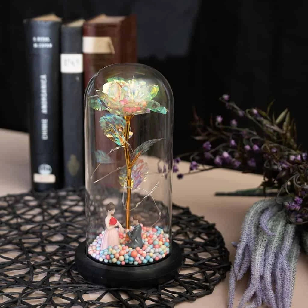Trandafir în cupola 21 cm multicolor cu cuplu, imagine 6
