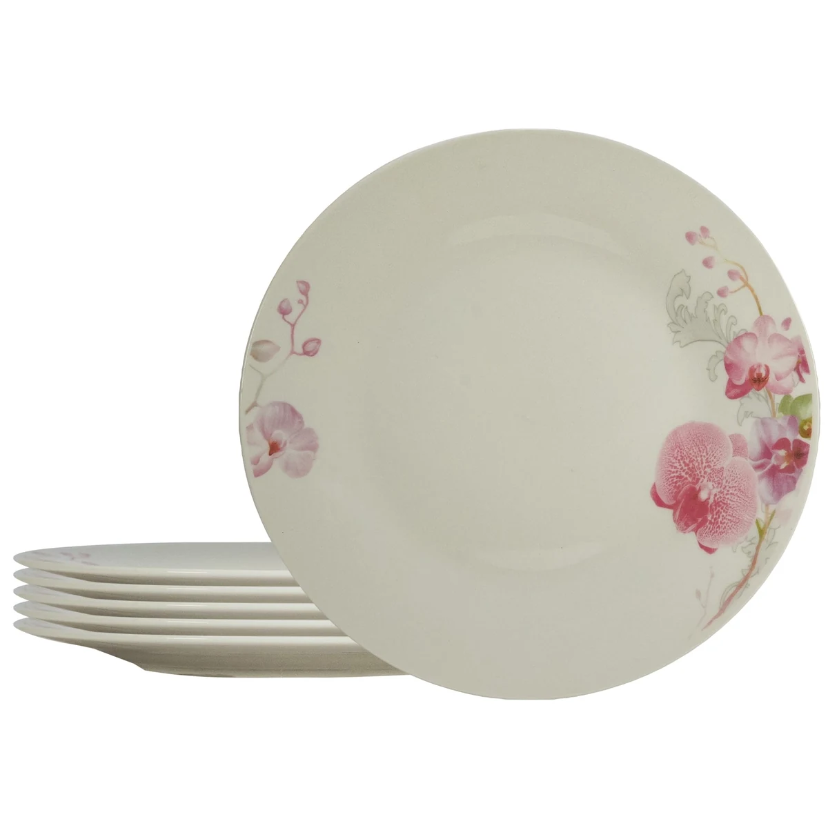 Σετ πιάτα ρηχά 6 pers. 23 cm, ivoire με orhidee