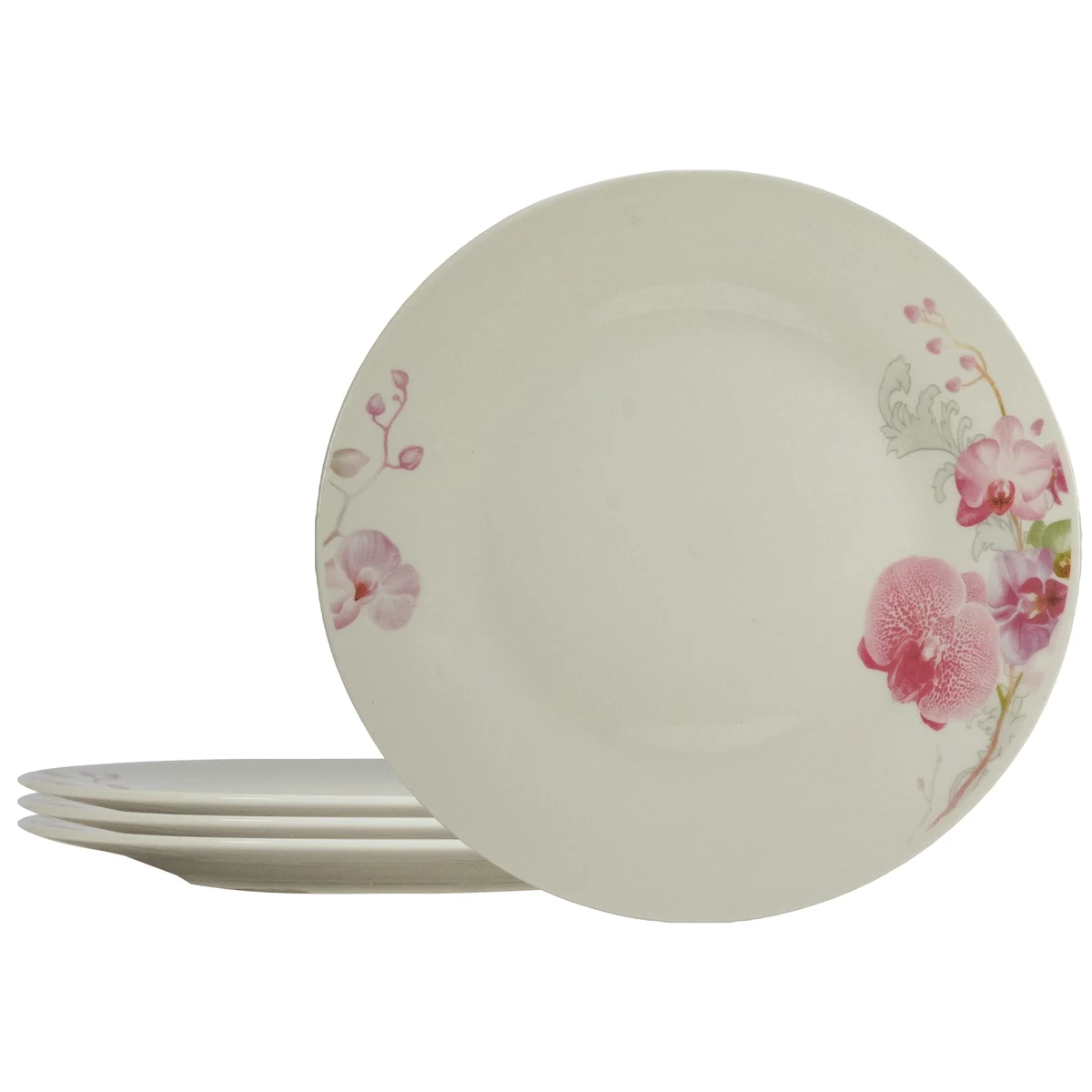 Set Teller Speiseteller pentru 4 persoane, 23 cm, ivoire mit orhidee