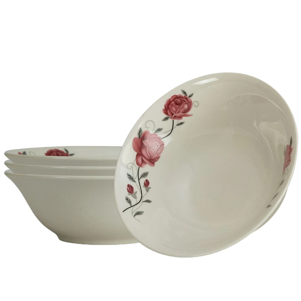 Készlet tálak 4 persoane, 15 cm x 270 ml, ivoire  trandafir rózsaszín