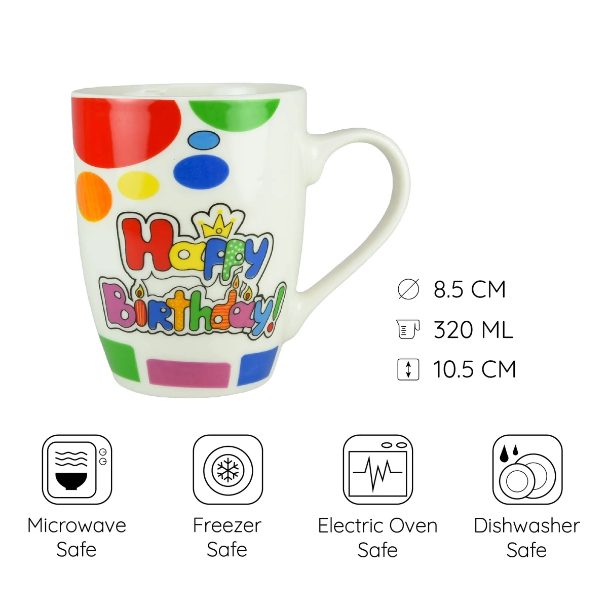 Cana, 320 ml, CESIRO, alb cu design aniversare, imagine 2