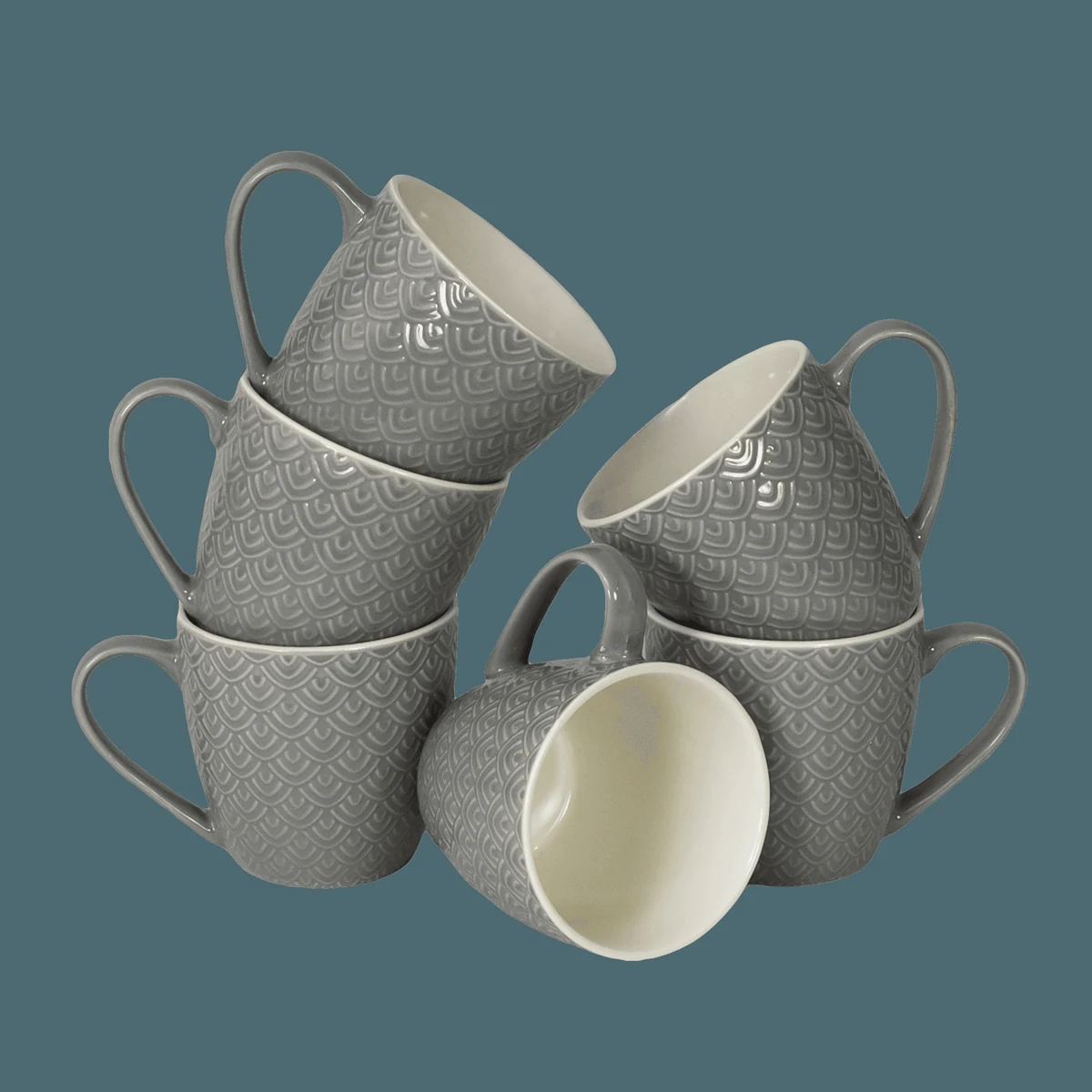 Set 6 mugs with model grey, 200 ml