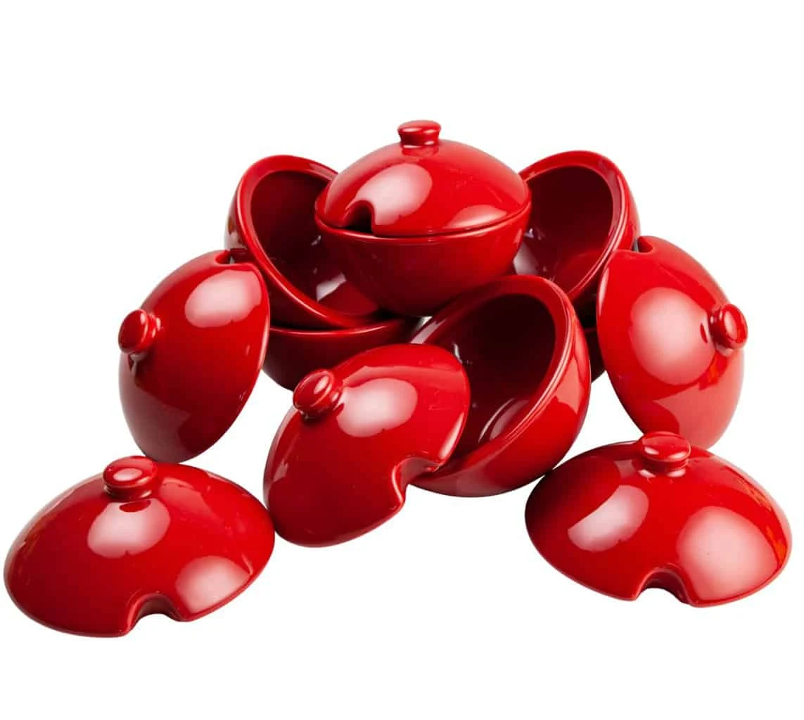 Készlet 6 cutii depozitare zahar 200 ml, piros infocat
