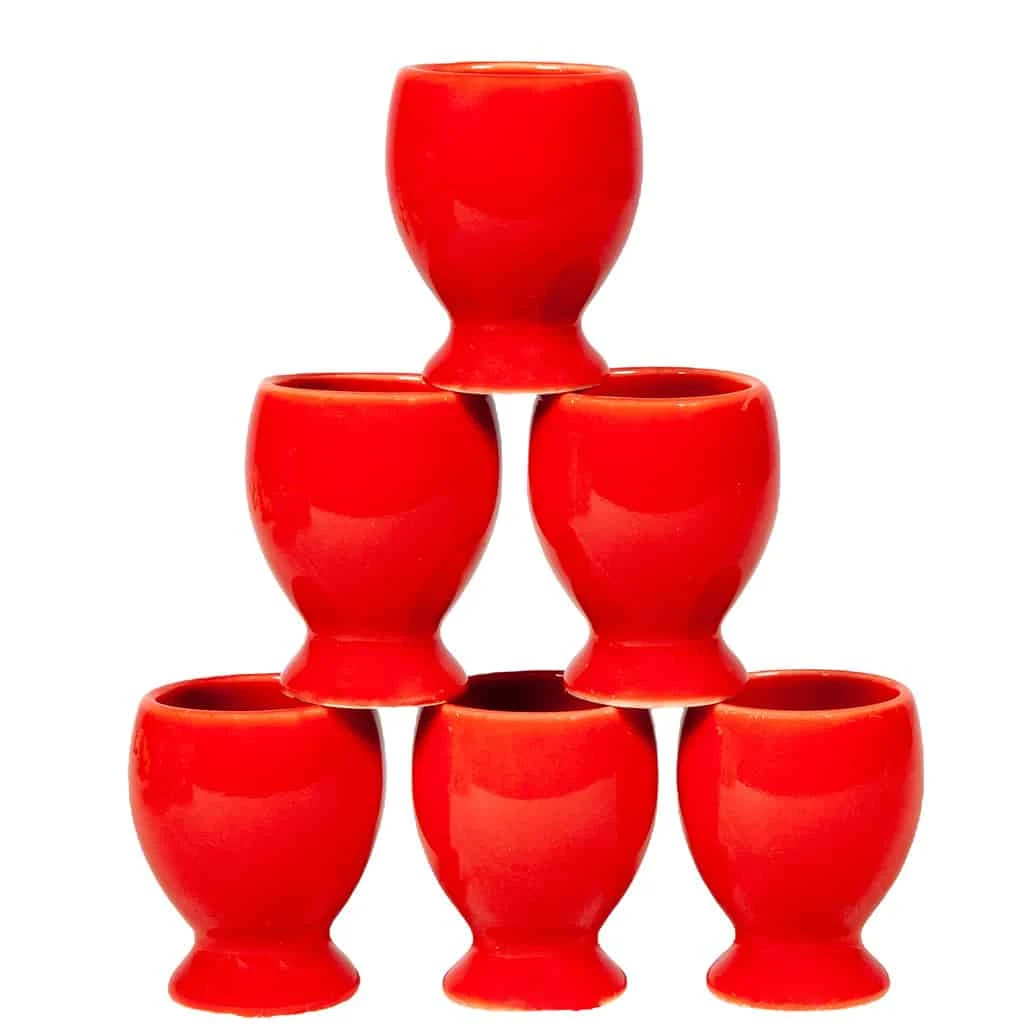 Set 6 suporturi de ou rosu aprins, 6 cm, imagine 2