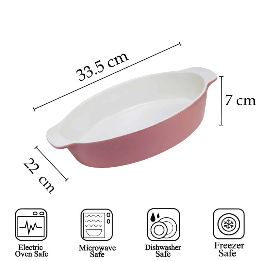 Vas termorezistent 33.5 x 22 x 7 cm, alb/roz, imagine 2