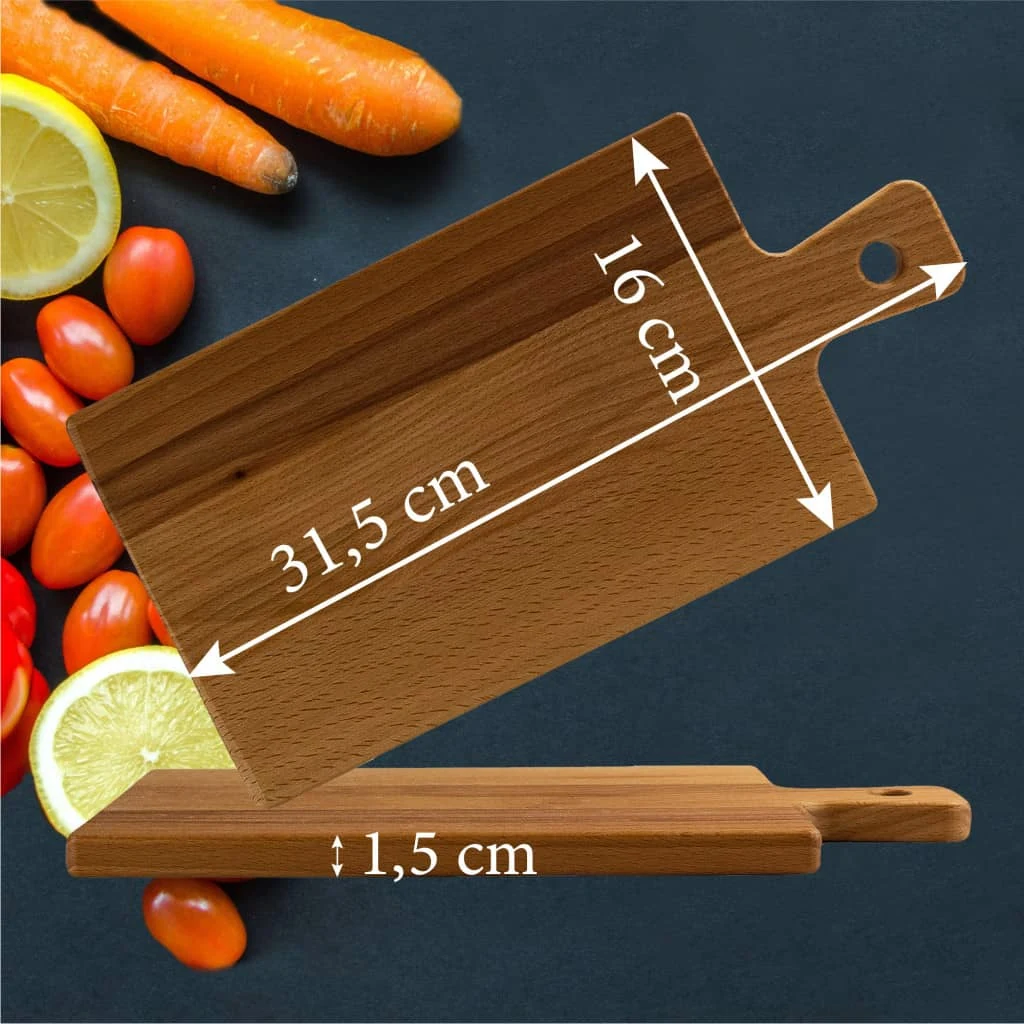 Tocator lemn cu maner 315x160x15 mm, maro natur, imagine 2