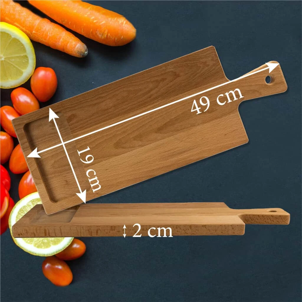 Tocator lemn cu maner 490x190x20 mm, maro natur, imagine 2