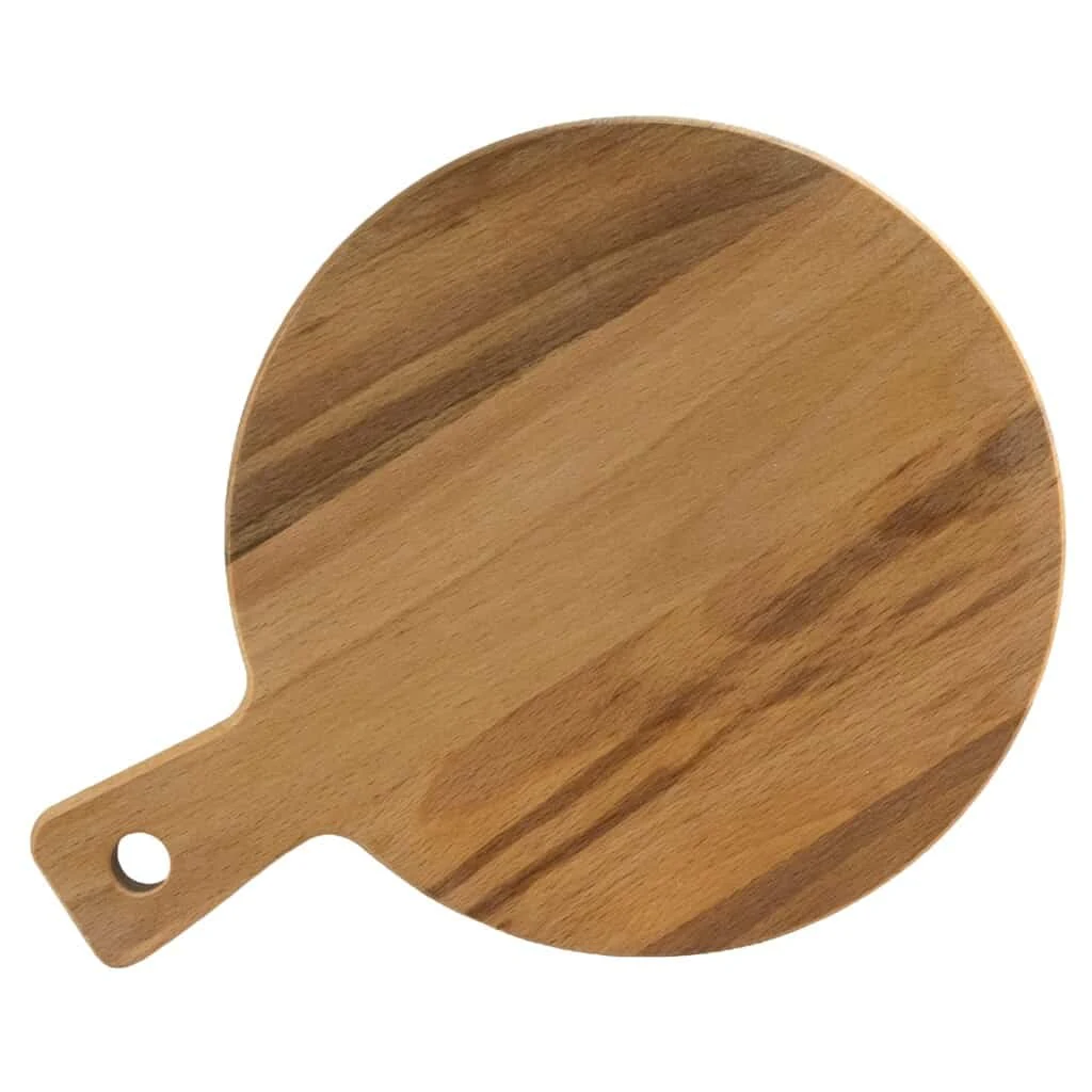 Tocator din lemn rotund, cu maner, 265x200x20