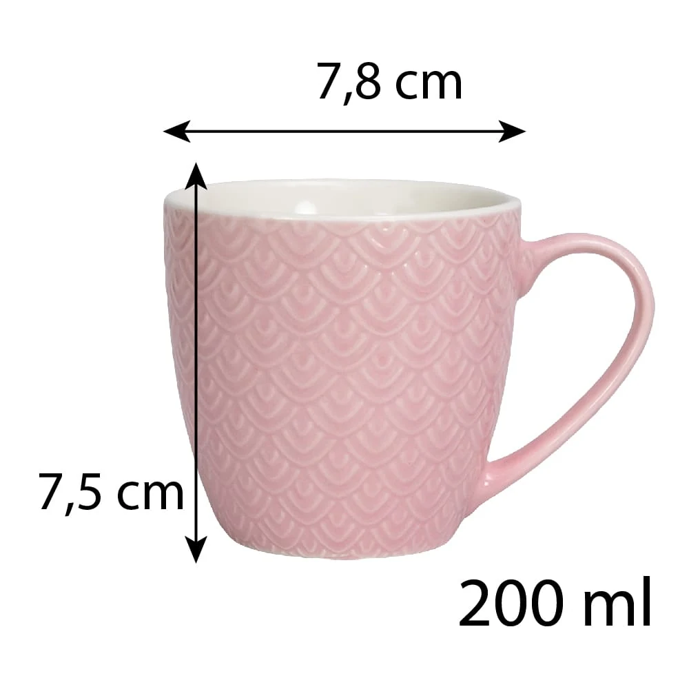 Set 6 cani cu model roz si alb, 200 ml, imagine 2