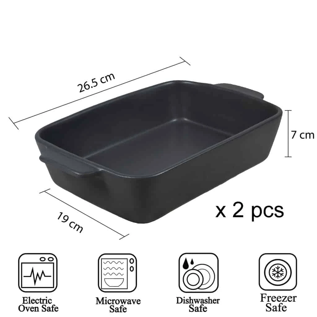 Set 2 vase termorezistente gri inchis, 26.5x19x7 cm, imagine 2
