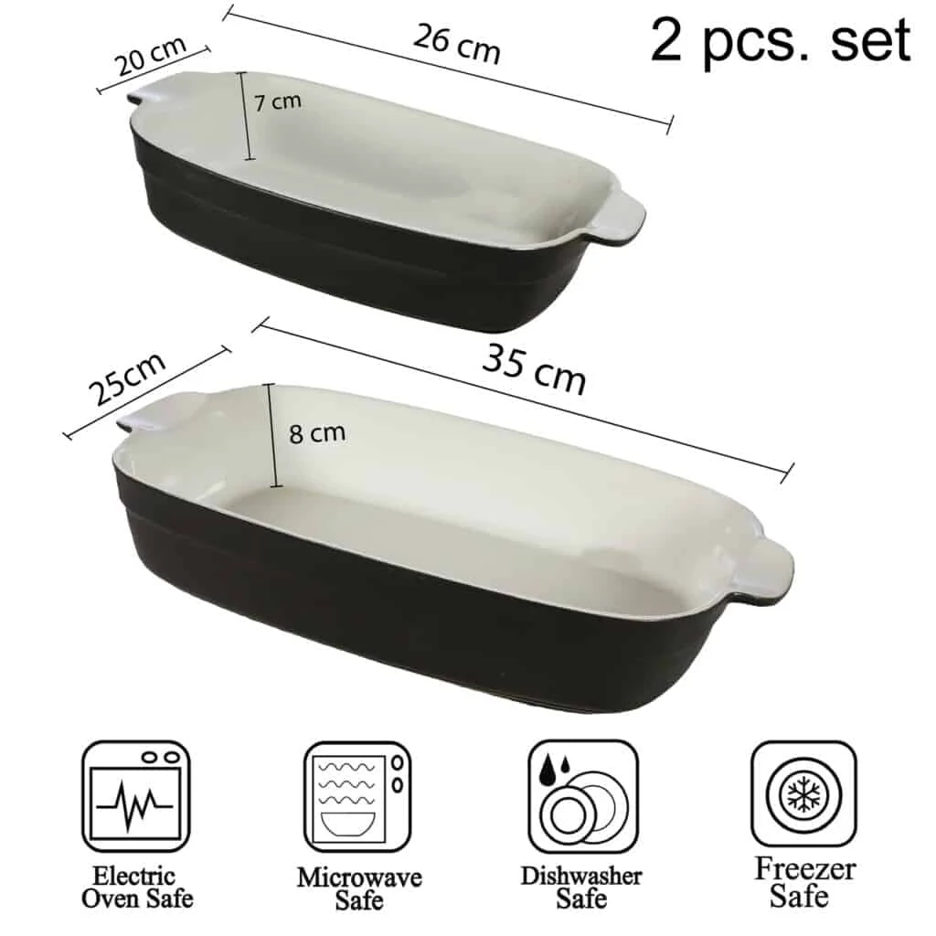 Set 2 vase termorezistente alb/negru, marimi mixte, imagine 2