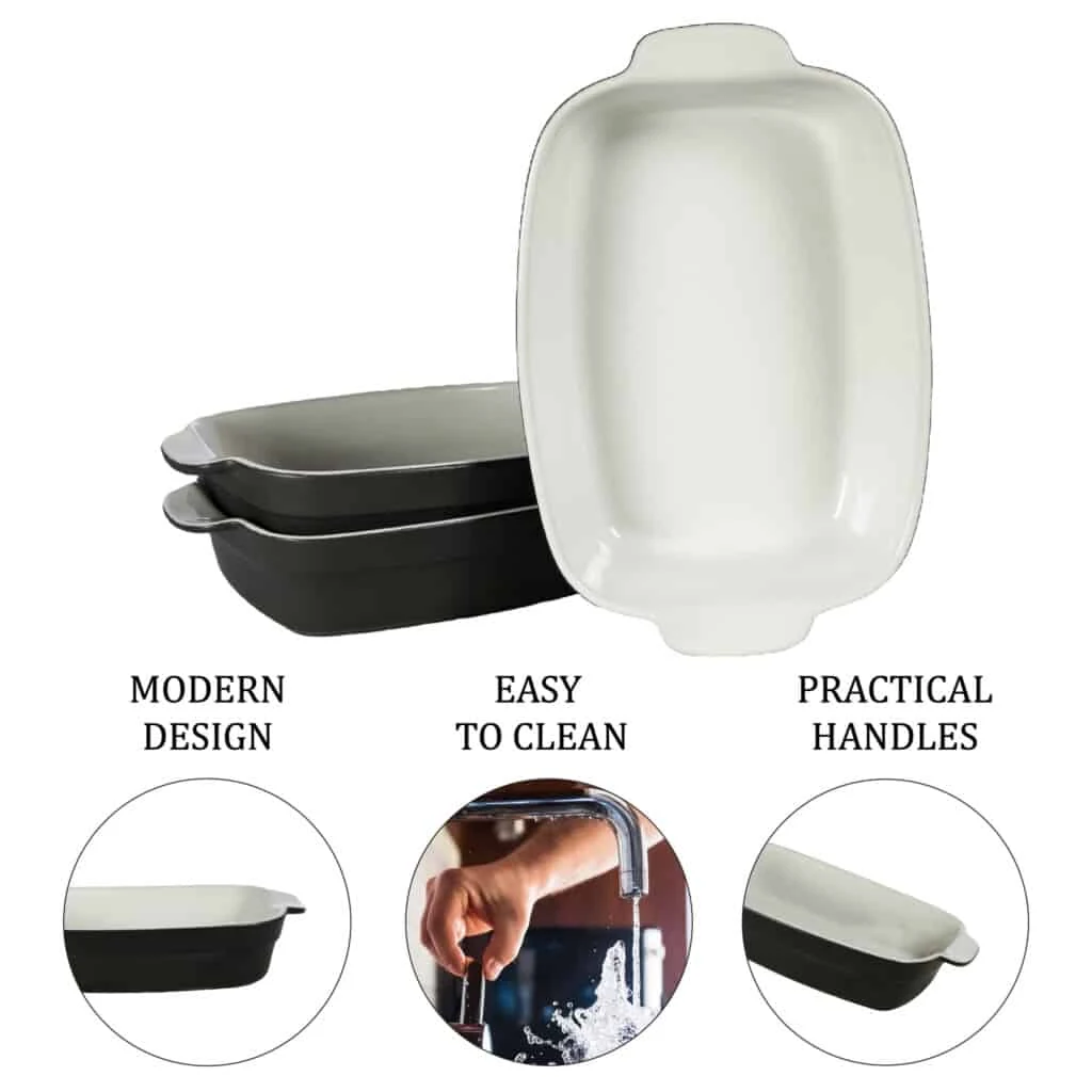 Set 3 vase termozesitente alb negru, 26x20x7 cm, imagine 4