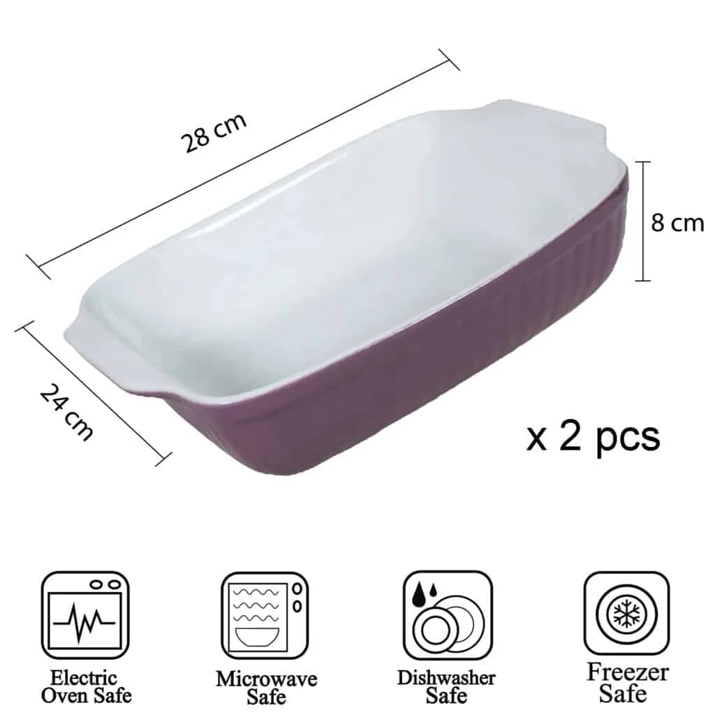 Set 2 vase termorezistente alb/mov, 28x24x8 cm, imagine 2