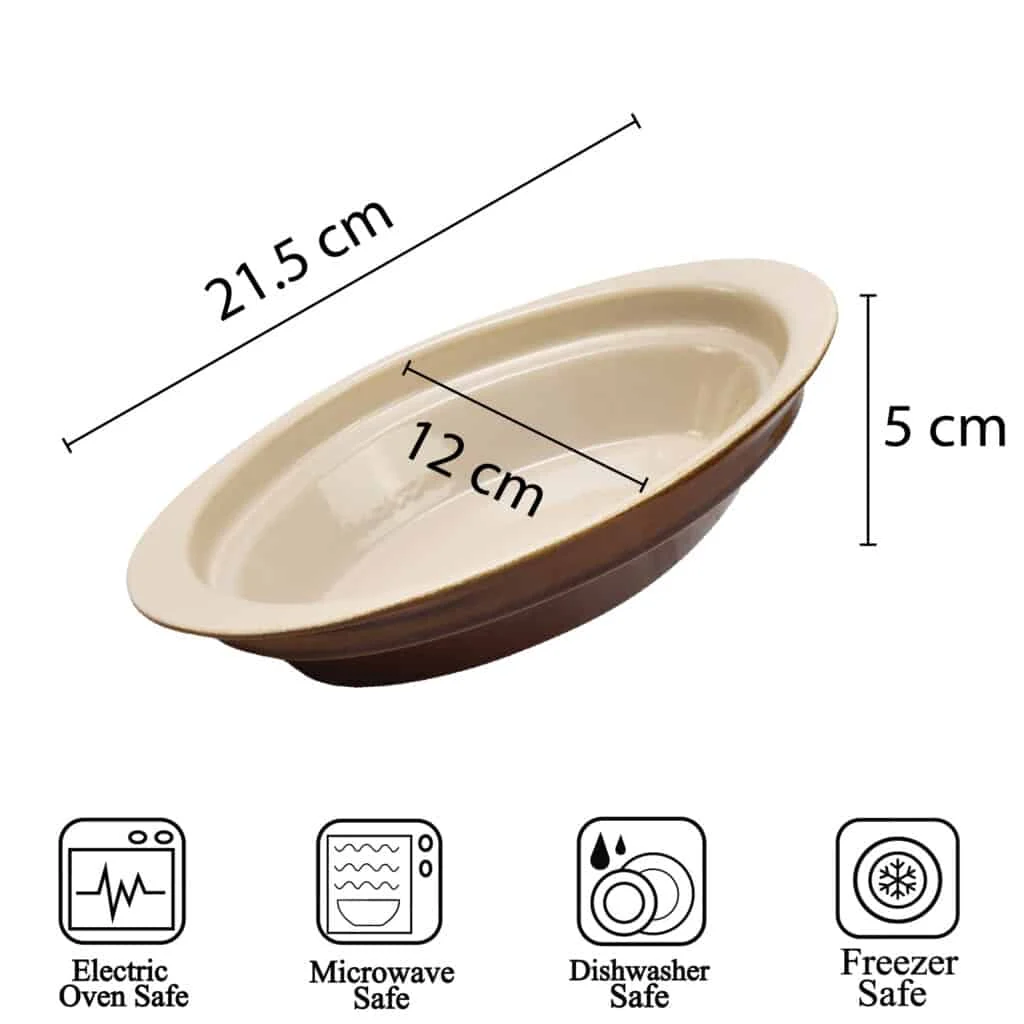 Vas termorezistent 21.5 x 12 x 5 cm, crem/maro, imagine 2