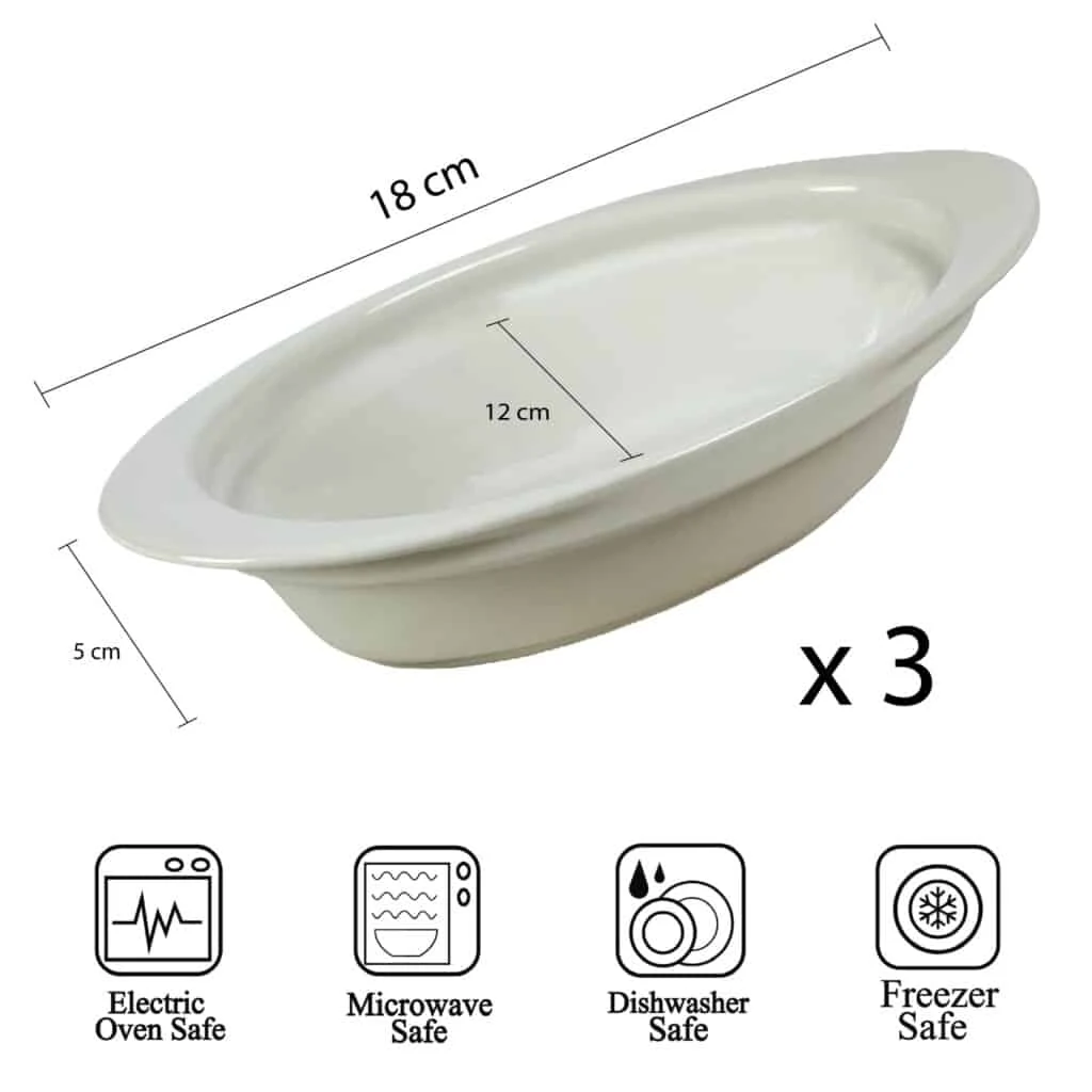 Set 3 vase termorezistente 18x12x5 cm, alb, imagine 2