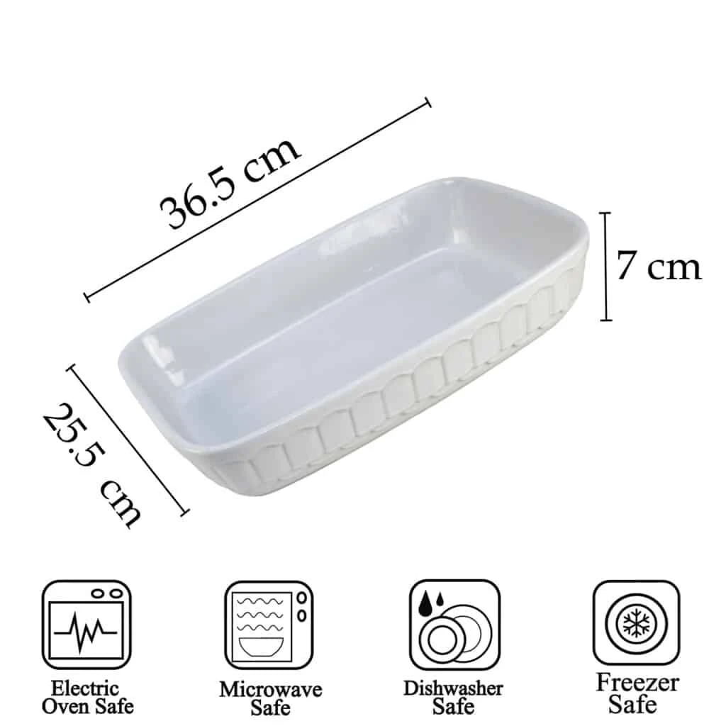 Vas termorezistent 36.5 x 25.5 x 7 cm, alb, imagine 2