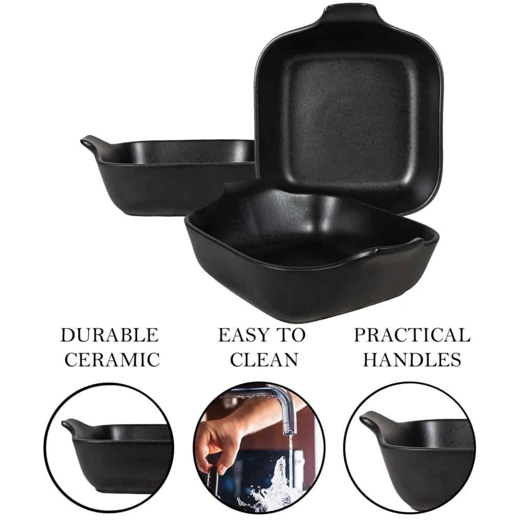 Set 3 vase termorezistente negru mat, 22x20x7 cm, imagine 4