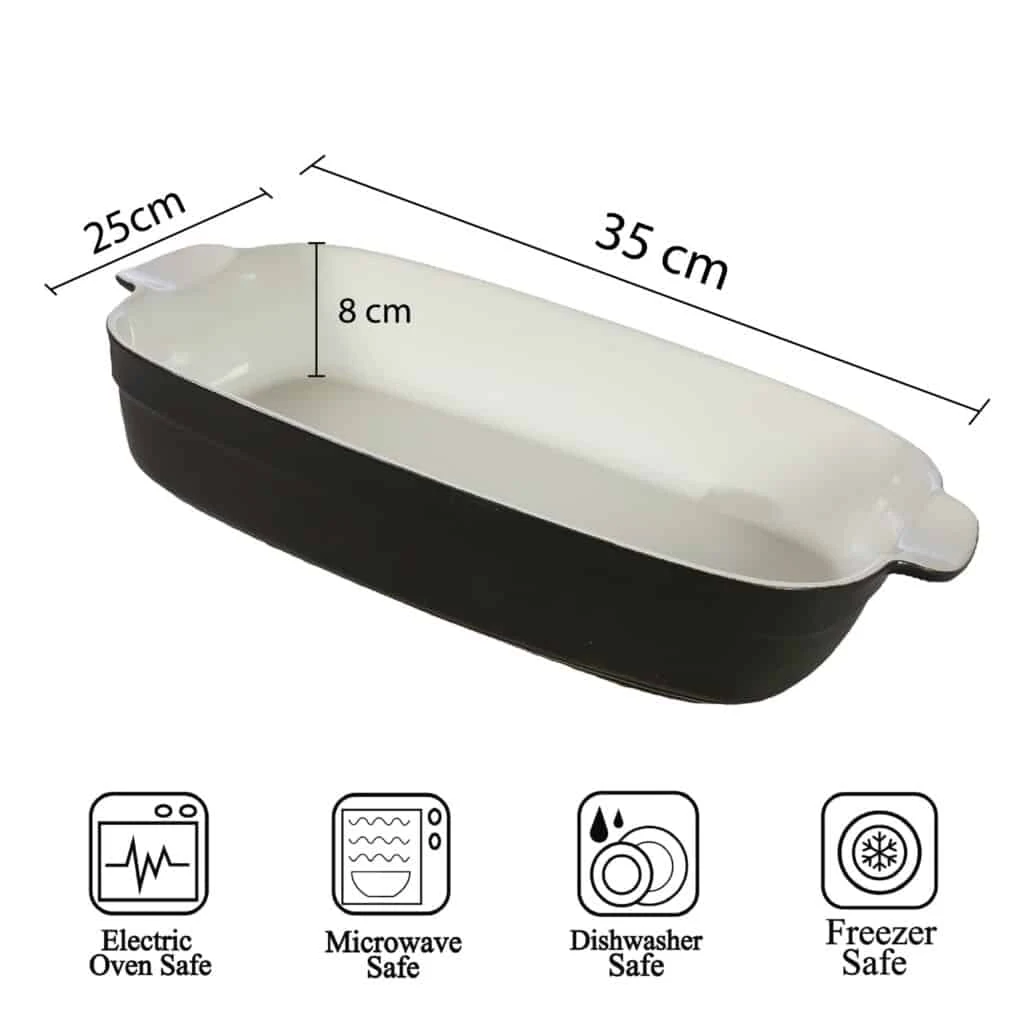Vas termorezistent alb si negru, 35x25x8 cm, imagine 2