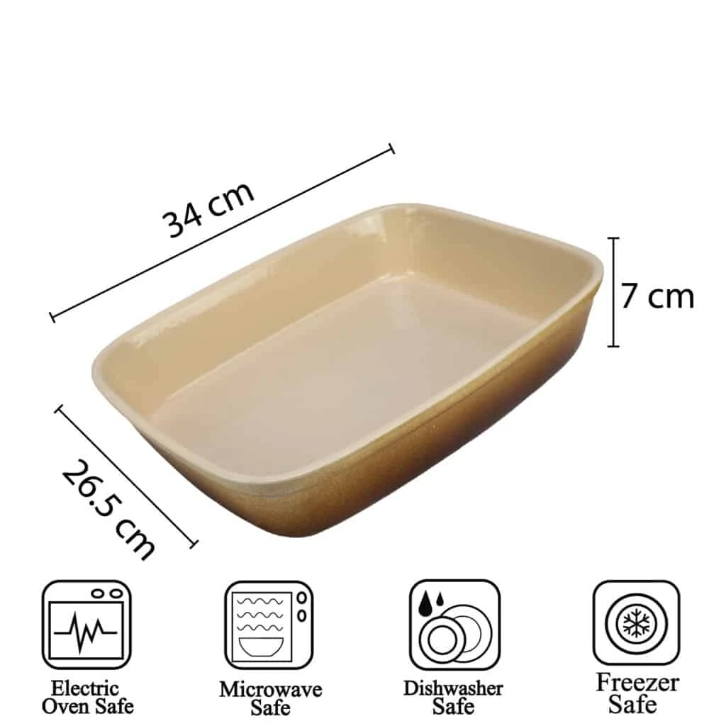 Vas termorezistent 34 x 26.5 x 7 cm, maro/crem, imagine 2