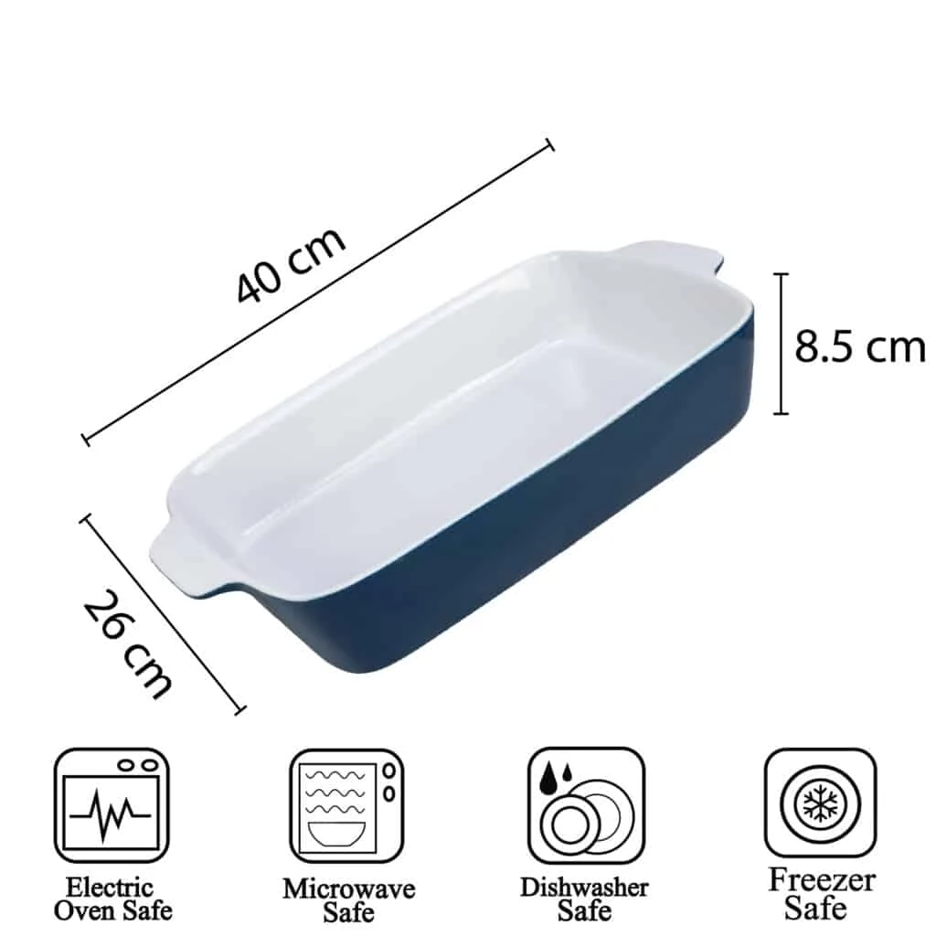 Vas termorezistent 39.5 x 23.5 x 7.5 cm, alb/albastru, imagine 2