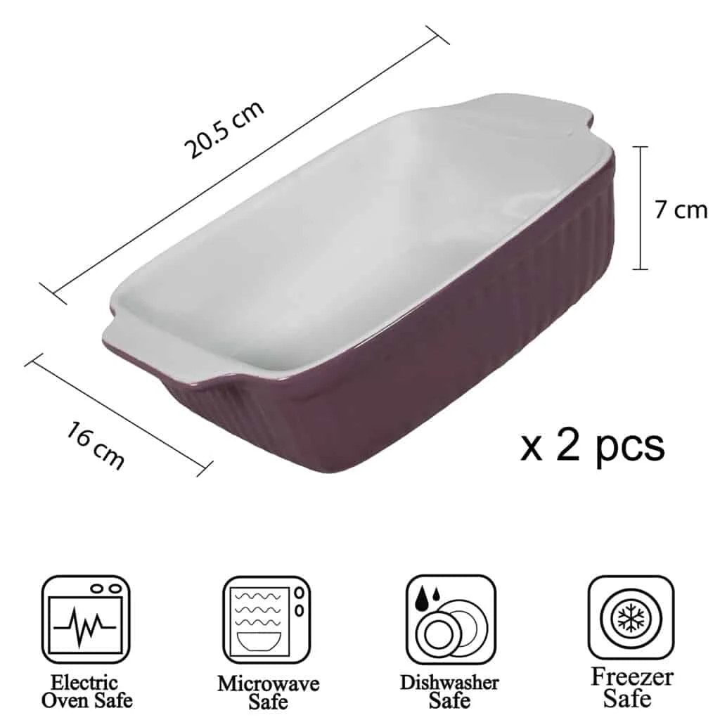 Set 2 vase termorezistente alb si mov, 20.5x16x7 cm, imagine 2