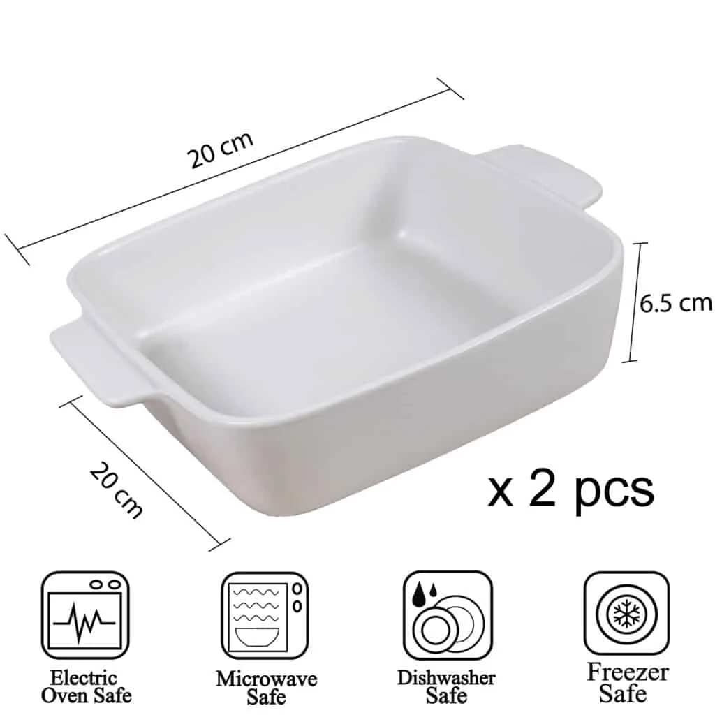 Set 2 vase termorezistente alb 20x20x6.5 cm, imagine 2