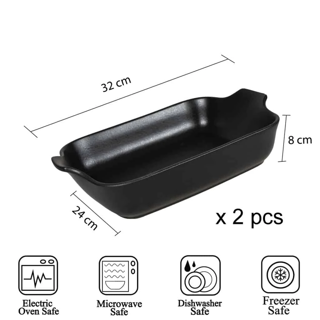 Set 2 vase termorezistente negru mat, 32x24x8 cm, imagine 2