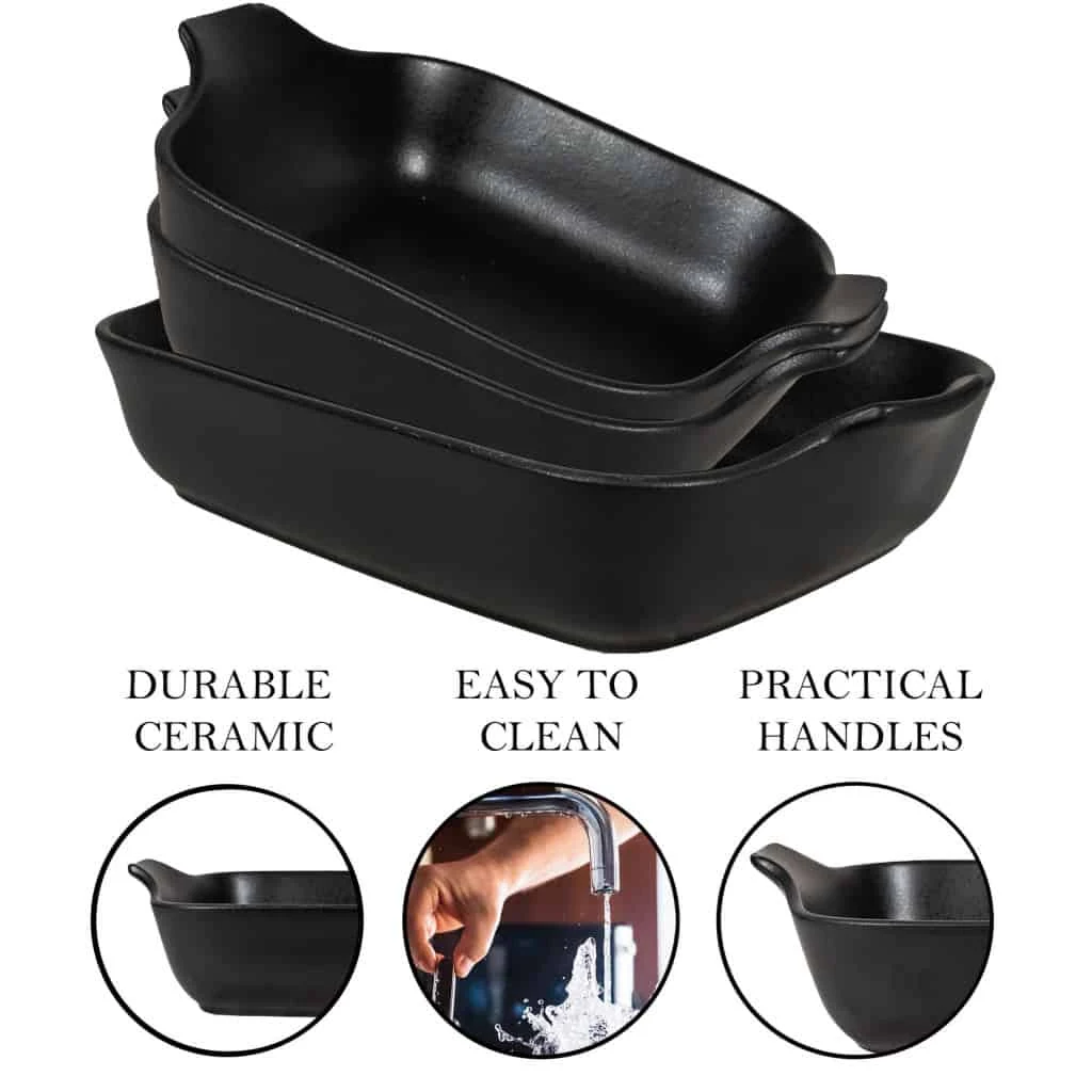 Set 3 vase termorezistente marimi mixte, negru mat, imagine 4