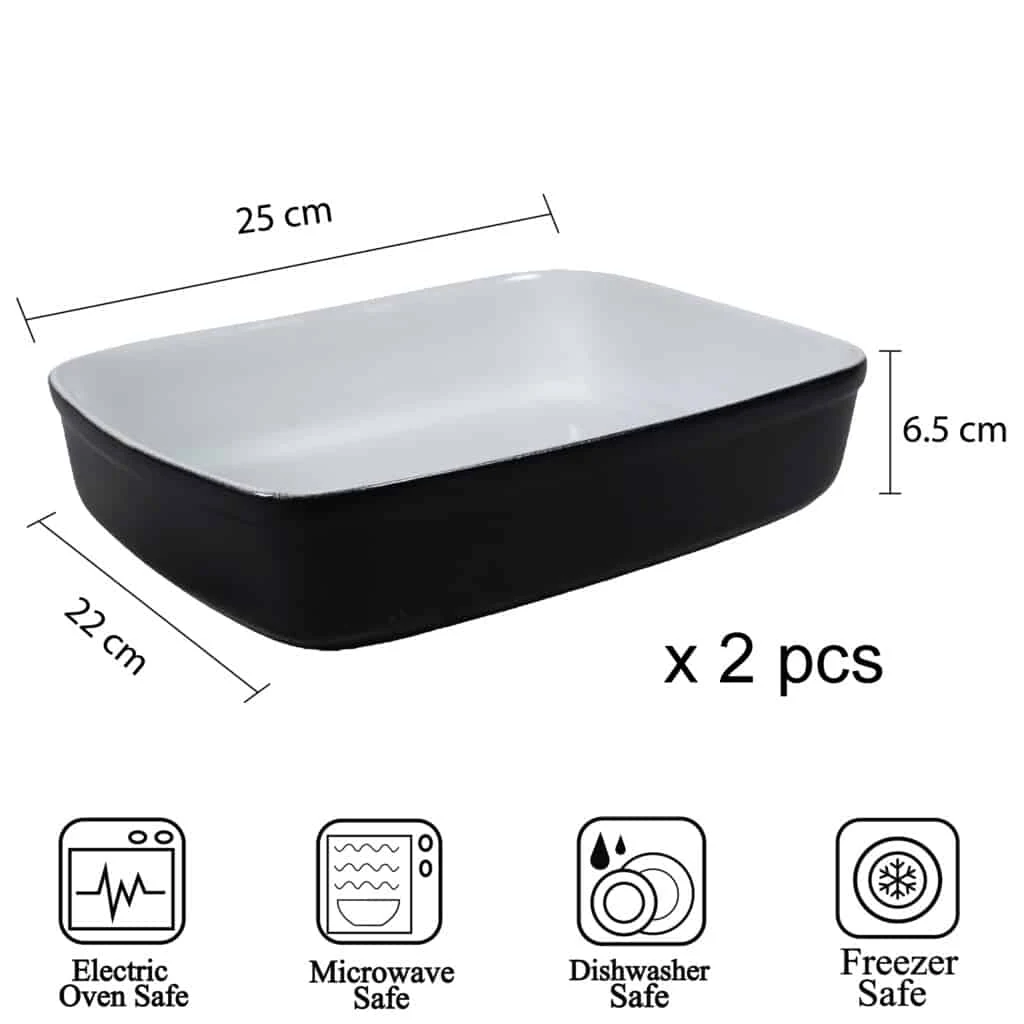 Set 2 vase termorezistente alb/negru 25x22x6.5 cm, imagine 2