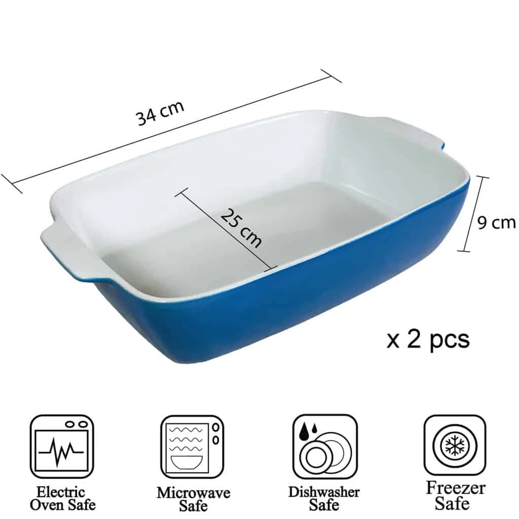 Set 2 vase termorezistente alb si albastru, 34x25x9 cm, imagine 2