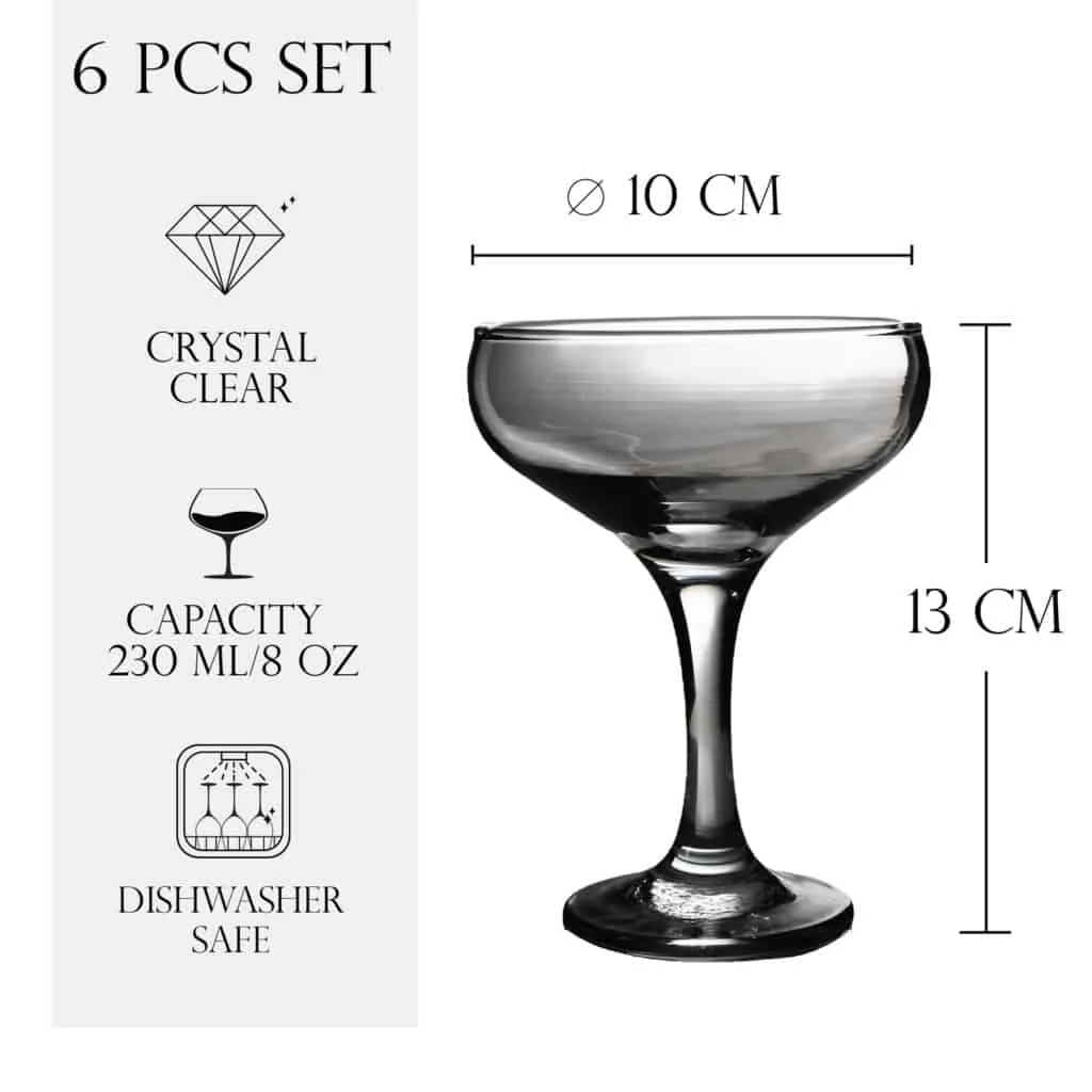 Set 6 pahare de 220 ml cu picior din sticla, CESIRO, imagine 2