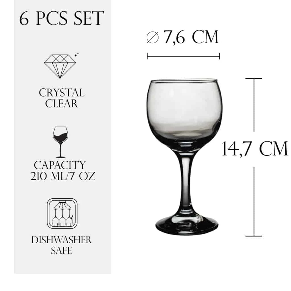 Set 6 pahare cu picior din sticla de 210 ml, CESIRO, imagine 2