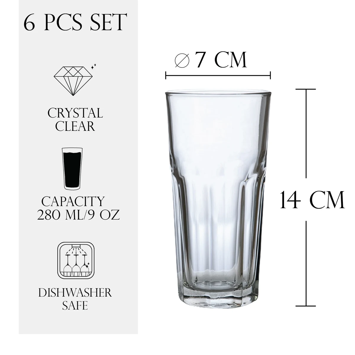 Set 6 pahare din sticla de 280 ml, CESIRO, imagine 2