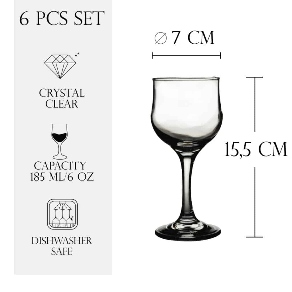 Set 6 pahare de vin din sticla de 185 ml, CESIRO, imagine 2