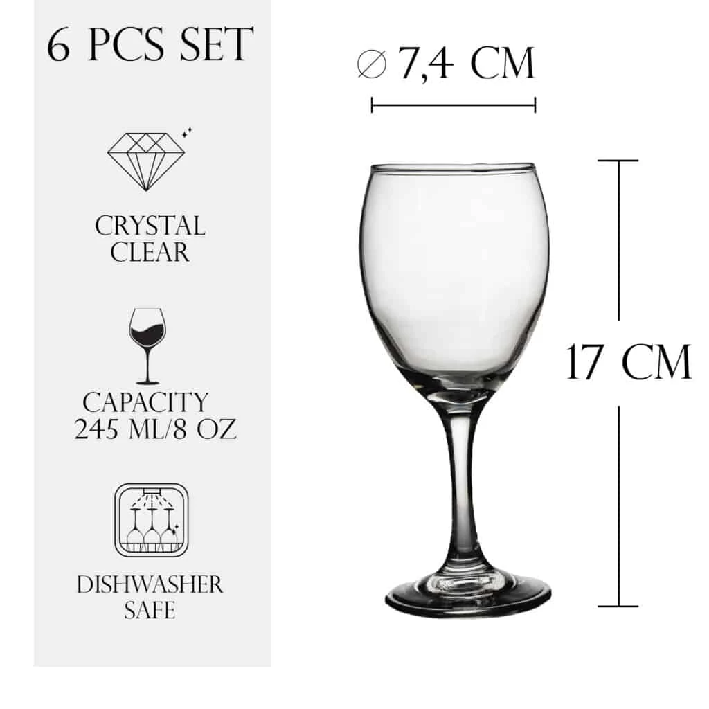 Set 6 pahare cu picior din sticla de 245 ml, CESIRO, imagine 2