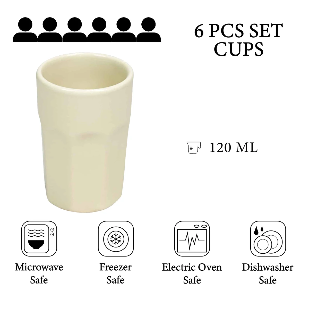 Set 6 pahare de120 ml cu model crem pal, CESIRO, imagine 2