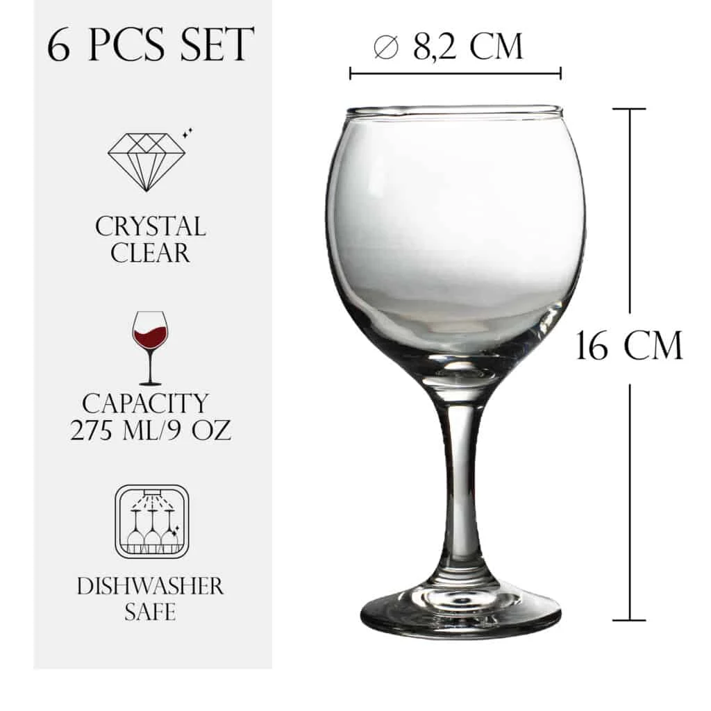 Set 6 pahare de 275 ml cu picior din sticla, CESIRO, imagine 2