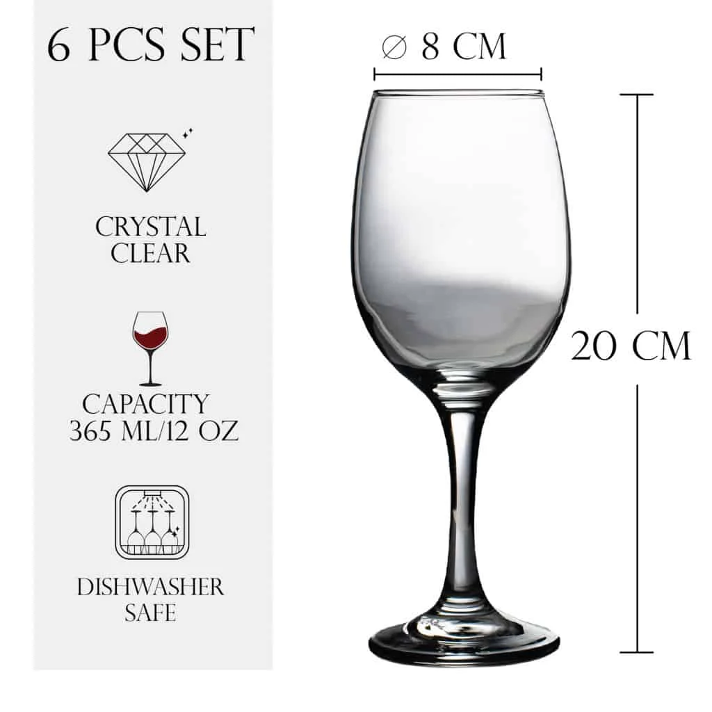 Set 6 pahare cu picior din sticla de 365 ml, CESIRO, imagine 2
