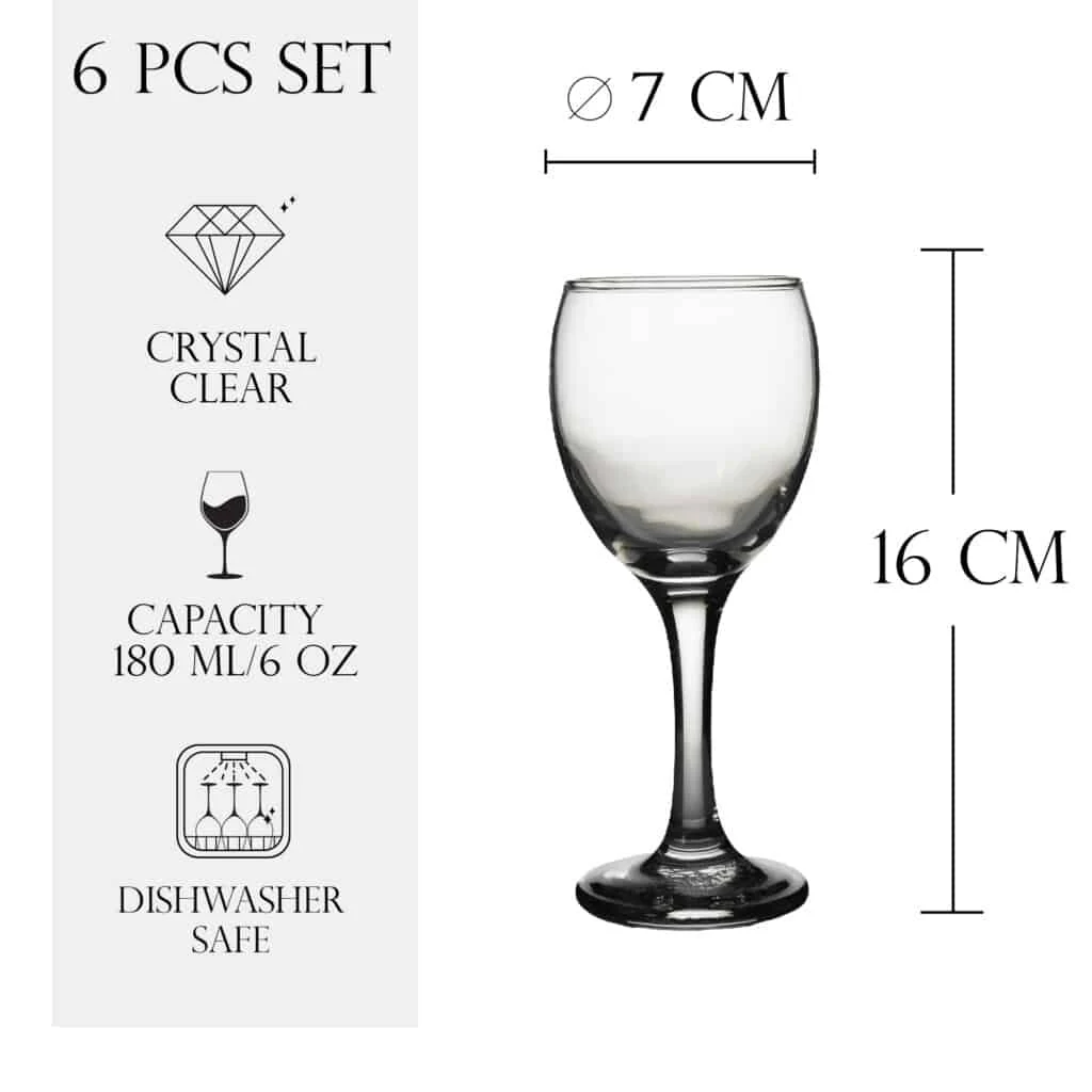 Set 6 pahare de 180 ml cu picior din sticla, CESIRO, imagine 2