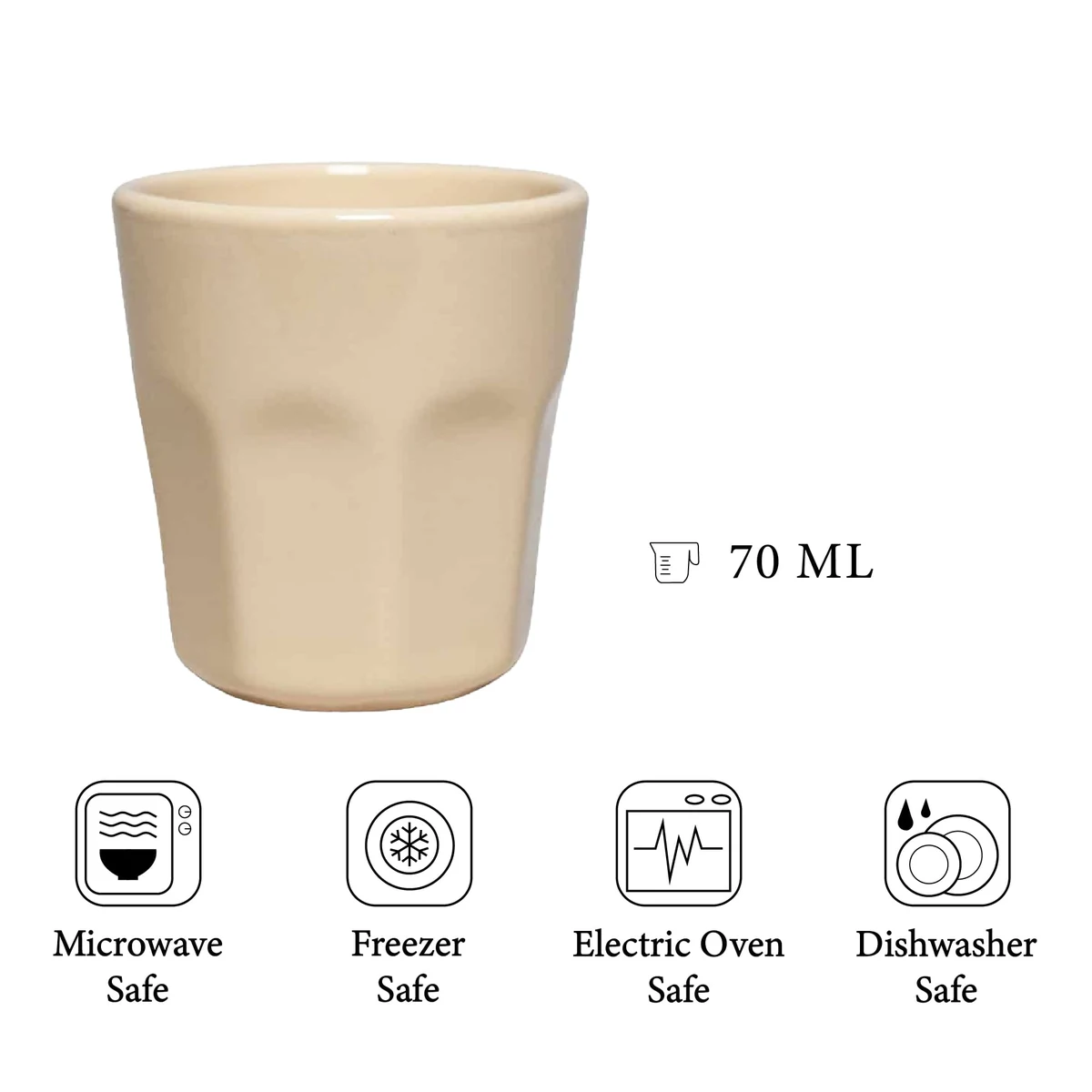 Pahar cu model culoare crem luminos de 70 ml, CESIRO, imagine 2