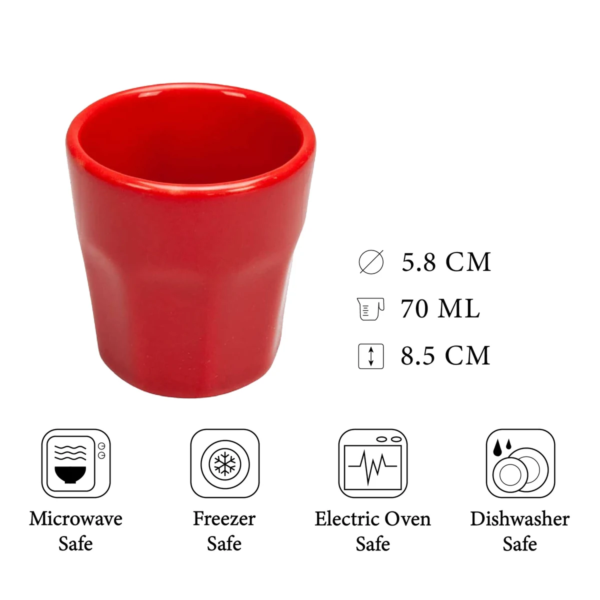 Pahar cu model de rosu intens de 70 ml, CESIRO, imagine 2